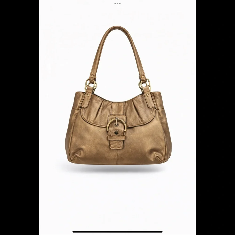 Coach Metallic Leather Hobo Shoulder Bag | Gold Bronz - Picture 2 of 16